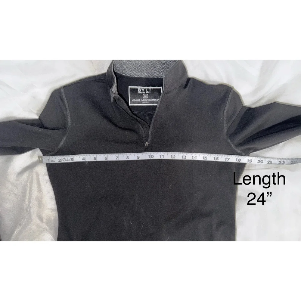 BYLT black athletic jacket magnetic close‎ side slits 1/4 zip front pocket XS